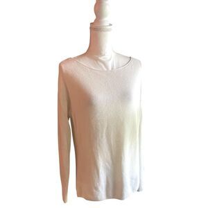 GAP Womens White Wool Blend Knit Sweater Medium Boat Neck Long Sleeve Classic